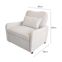 Fauteuil-lit simple KD Design en tissu multifonctionnel avec oreiller, facile à assembler, idéal pour la vente en gros