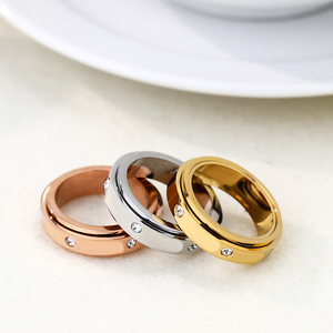Bague anti-stress rotative <span class=keywords><strong>en</strong></span> acier inoxydable avec zircon cubique pour hommes et femmes FY Fashion - Product Image 4