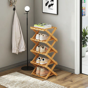 Zapatero de Bambú Plegable Moderno de 5 Niveles al por Mayor, Organizador de Almacenamiento que Ahorra Espacio para Dormitorios y Salas de Estar, Ideal para Esquinas - Product Image 4