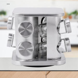Support de rangement rotatif multifonctionnel en acier inoxydable pour 8 pots, idéal pour sel, herbes, épices et poivre - Vente en gros - Product Image 4