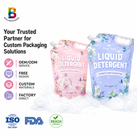 Pochettes souples personnalisées avec bec verseur pour détergent lessive 2L 3L, idéales pour l'emballage de liquides de nettoyage et de savon liquide pour les mains