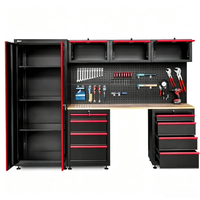 Combiné d'armoires de rangement modulaires pour garage, robustes, en acier laminé à froid, finition écologique, verrouillage à 3 points