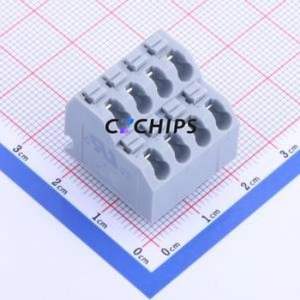 KF250T-5.0-2*4P Spring Terminal Block Through hole Component (THT),P=5mm Connector 2x4P 5mm Gray 8P - Product Image 1