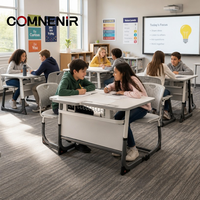 Ensemble de bureau et chaise d'école ergonomique pour deux élèves, hauteur réglable, mobilier de classe pour enfants et adolescents