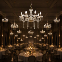 Lustre suspendu en cristal pour allée de mariage, lampe LED en acrylique or et argent pour couloir de mariage et fond de scène