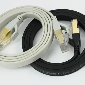 Couleur noire CE/ROHS/FCC Cat8 câble réseau plat câble Ethernet Sstp conducteur en cuivre pur PVC de haute qualité