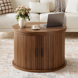 Table basse ronde en bois moderne SENYU avec plateau relevable et rangement dissimulé pour le mobilier de salon - Product Image 2