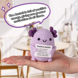 Apoyo emocional púrpura positivo Axolotl <span class=keywords><strong>Crochet</strong></span> Mini juguete de peluche lindo inspirador para regalo de muñeca de punto edificante - Product Image 2