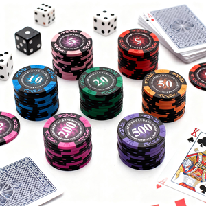 En Existencia, Juego de Fichas de Póker de Cerámica de Arcilla de 14g Personalizadas al por Mayor con Estuche, Fichas de <span class=keywords><strong>Casino</strong></span> en Blanco y Bandeja, Fichas de Póker para Entretenimiento - Product Image 1