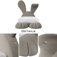 Lit enfant moderne et enchanteur en forme de lapin avec revêtement en velours et lumières LED pour des rêves magiques