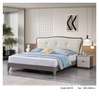 Ensemble complet de meubles de chambre à coucher de luxe en bois, lit king size, cadre en bois, rangement intégré, style moderne et simple