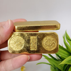 Chinese Feng Shui Qing <strong>Dynasty</strong> Imperial <strong>Gold</strong> Bar Ornament Alloy <strong>Gold</strong> Plated Lucky Wealth Decoration for Home &amp; Gift - Product Image 1