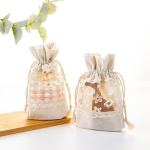 Pochette en <span class=keywords><strong>dentelle</strong></span>, sac cadeau, couleur unie, impression, fenêtre transparente, cordon de serrage, réutilisable, rangement pour clés, pièces de monnaie, <span class=keywords><strong>sachet</strong></span> de parfum, emballage - Product Image 1