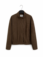 Veste en Faux Daim pour Femme, Col Montant en Polyester, Boutonnage Simple, Vêtement d'Extérieur Décontracté d'Automne, Fournisseur en Gros