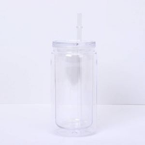 Gobelet Mason de 16 oz à double paroi, sans BPA, en plastique enduit, avec paille intégrée, pour le camping et la salle de sport, écologique, de qualité alimentaire et robuste - Product Image 4