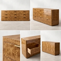 Commode à 9 tiroirs en bois de palissandre avec poignées en laiton, 228 cm de long, pour chambre à coucher
