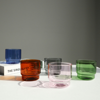 Tasse à café/thé créative en verre borosilicate de haute qualité, style nordique, 300 ml, résistante à la chaleur, sans BPA, empilable, colorée, pour la préparation du café au lait