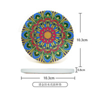 Décoration d'intérieur, décoration de table et accessoires, sous-verres ronds en céramique, bord doré, protection de table, sous-verres en marbre, 6 pièces, un ensemble