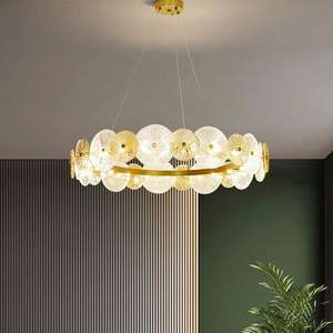 Lámpara de araña de vidrio nórdico LED Comedor Lámpara colgante de pantalla de vidrio esmerilado de hierro dorado moderno - Product Image 1