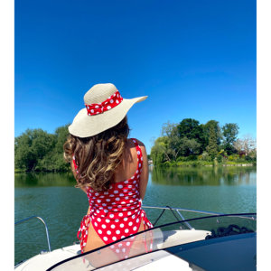 Cappello da sole rosso e bianco a pois Pea Street - Product Image 3