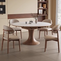 Table à Manger et Table Basse Pliantes Rétractables en Bois Massif Style Moderne Mid-Century, Chaises Durables pour Salon
