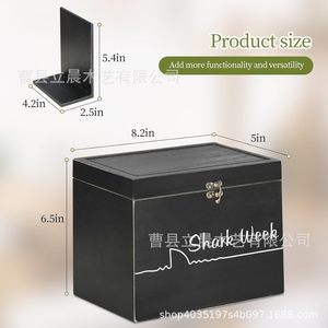Boîte de rangement rectangulaire en bois pour serviettes hygiéniques, avec couvercle rabattable et compartiments, pour salle de bain ou bureau - Product Image 3
