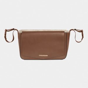 Bolsa de Pañales Mini para Mamá, Vegana, de Cuero Marrón, con Correas para Colgar, Portavasos Aislado, Bolsillo Organizador para Cochecito de Bebé - Product Image 6