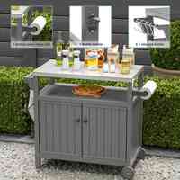 AJUNION Armoire de cuisine extérieure en plastique étanche Grill Table Cart Cuisine extérieure Grill Island