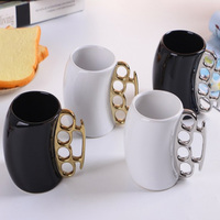 Tasse courbée en céramique 350ml, pour boxer créatif, plumeau en acier inoxydable