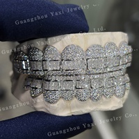 Grillz personnalisés glacés, ensemble haut et bas, luxe, micro-pavé taille princesse, Hip Hop, argent 925, certifiés par un tiers