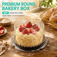 Boîte à gâteau ronde transparente en PET jetable avec base dorée, plastique de qualité alimentaire, pour gâteau d'anniversaire