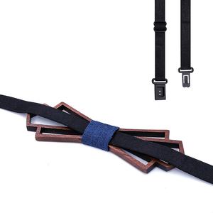 Juego clásico de caja de regalo con <span class=keywords><strong>pajarita</strong></span> y pañuelo de madera ahuecada para trajes de hombre - Product Image 3