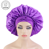 Tête de cheveux tressée longue et large avec logo personnalisé enveloppes de cheveux en soie satinée avec cravate et écharpe Bonnets anti-taches grande taille