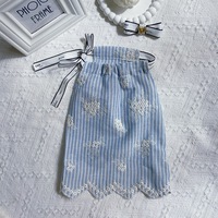 JXANRY Robe rayée tout en coton brodée pour animaux de compagnie Robe de princesse Yorkshire Bebear fraîche et respirante