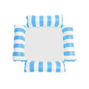 Lit flottant gonflable transfrontalier à 4 tubes rayé en PVC épaissi pliable bleu clair pour adultes - Product Image 5
