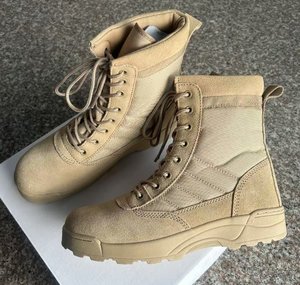 TSB09 <b>Black</b> Desert Tan Khaki Customized Parashot Cow Suede Genuine Leather No Zip Light Weight Desert Boots Men <b>Combat</b> Boots - Product Image 1