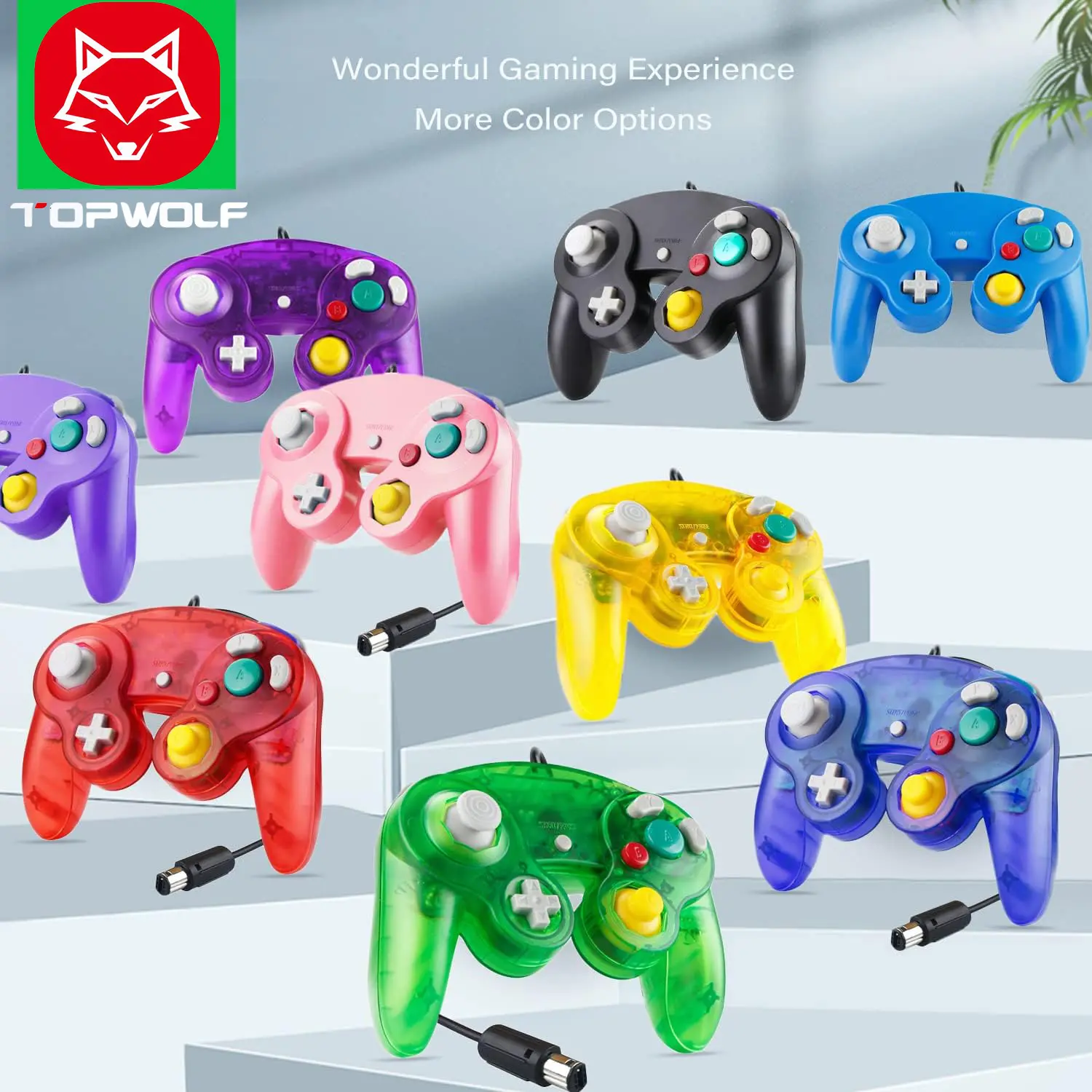 HONSON 10 สีเกมคิวบแบบมีสายตัวควบคุม NGC ราคาถูกอินเทอร์เฟซ USB จอยสติ๊ก NGC สําหรับ Nintendo เกมคิวบและ Wii PC ใช้งานร่วมกับ