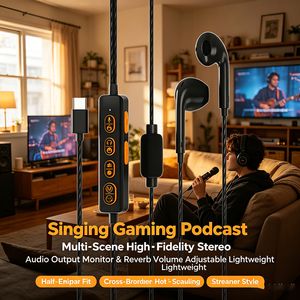 Auriculares Intrauditivos con Cable Tipo C para Transmisión en Vivo, <span class=keywords><strong>Bluetooth</strong></span>, Cancelación de Ruido con IA, Micrófono para Cantar, Jugar y Escuchar Podcasts - Product Image 6