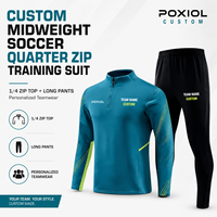 Hauts d'entraînement de football personnalisés à col zippé sublimés, pantalons longs mi-lourds pour clubs et académies, commandes en gros, ajustement durable et personnalisé