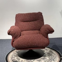 Fauteuil de salon pivotant Fat Ear, fauteuil d'appoint rembourré en tissu moelleux avec base ronde en métal pour salon, chambre à coucher, coin lecture