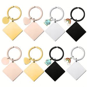 Llavero Cuadrado de Acero Inoxidable, Nuevo de Fábrica, para Grabar, Regalo Navideño, Accesorios - Product Image 1