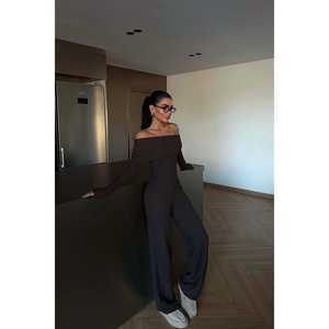 Ensemble de costume pantalon pour femme, couleur brun foncé - Product Image 4