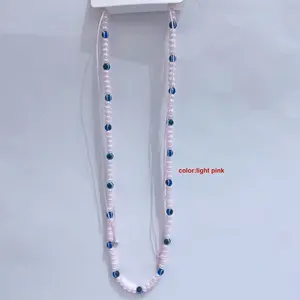 CUSTOM BOHEMIA BEADS JEWELRY WOMEN COLORFUL GlASS BEADS Handmade Adjustable Necklace Blue Eye Fatima Whole Sale