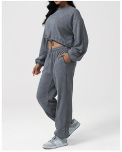 Ensemble de sport RUIQUWIN OEM, nouveau design, sweat-shirt à col rond et cordon de serrage, manches longues, pantalon de <span class=keywords><strong>jogging</strong></span> taille haute - Product Image 3