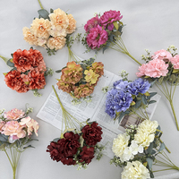 Buket Bunga Sutra Peony Kecil 9 Tangkai Buatan Murah untuk Dekorasi Pesta Pernikahan Natal & Tahun Baru