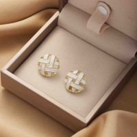 Boucles d'oreilles clous en émail tressé EDGE, dorées, rondes, géométriques, bijoux de mode pour femmes