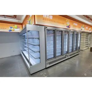 Supermercado comercial leche abierta pantalla vertical escaparate enfriador nevera refrigerador para leche