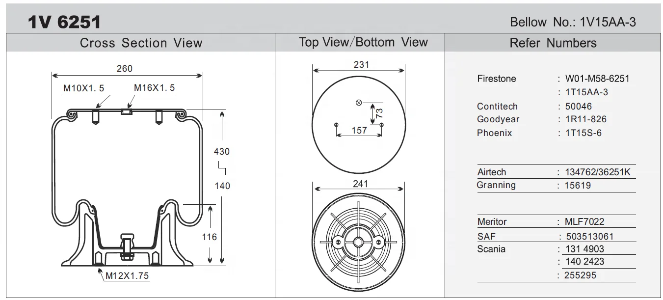 廻ページ W01-358-7845 | Firestone Air Spring | Triple Convoluted | 333