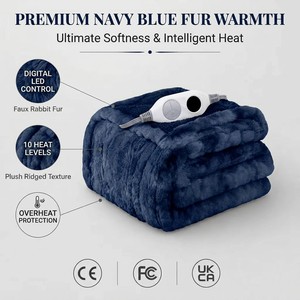 <span class=keywords><strong>Plaid</strong></span> électrique de luxe <span class=keywords><strong>bleu</strong></span> <span class=keywords><strong>marine</strong></span> en <span class=keywords><strong>fausse</strong></span> <span class=keywords><strong>fourrure</strong></span> de lapin, personnalisé OEM, 50x60 pouces, avec contrôle numérique et arrêt automatique, pour lit chaud et douillet - Product Image 1