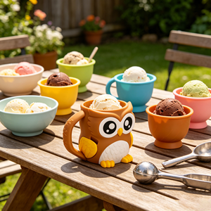 Tazza per gelato a forma di gufo stampata in 3D, tazza portatile creativa per dessert, tazza decorativa in PLA per casa e esterno - Product Image 2